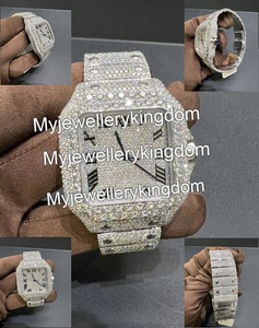 Stainless Steel & Moissanite Square <b>Case</b> 10 Bar Water-Resistant <b>Watch</b> with Glass Dial and Stainless Steel/Moissanite Band - Product Image 1