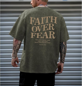 T-shirt Homme Personnalisé avec Logo OEM, 100% Coton 240 GSM, Qualité Supérieure, Motifs Religieux Oversize, Effet Délavé, Style Streetwear Tendance - Product Image 4