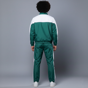 Conjunto deportivo de 2 piezas para hombre, de última moda, corte regular, con logo impreso personalizado, 100% nailon, 2 tonos, estilo urbano, ligero y cómodo. - Product Image 2