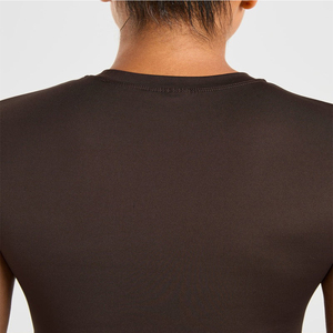 Camiseta Deportiva de Manga Corta para Mujer, Personalizada con Logotipo Frontal, Color Sólido, Tejido de Punto, Ajuste Delgado, Transpirable y que Absorbe la Humedad, Venta al Por Mayor - Product Image 6
