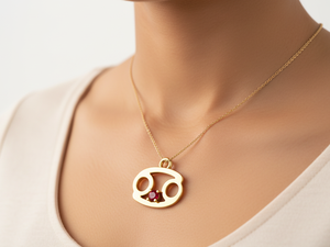 Collier pendentif zodiaque Cancer en zircon plaqué or 14 carats sur chaîne en laiton, design minimaliste unisexe - Product Image 2