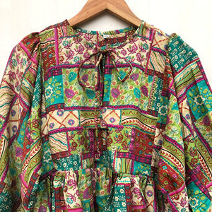 Elegante Vestido Midi Vintage con Estampado Floral, Casual, de Manga Larga, con Cintura Natural, Teñido Liso, para Mujer, Vestido para Dormir - Product Image 1