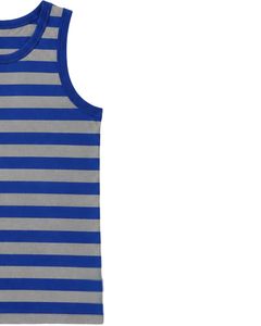 Camiseta sin mangas de algodón para hombre, a rayas azul y gris, informal, para verano, gimnasio, fitness, transpirable, holgada, estilo urbano - Product Image 4