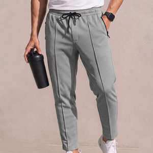 Pantalon de jogging décontracté pour homme, noir, séchage rapide, coupe droite, style vintage, taille élastique, cordon de serrage, poches latérales, léger - Product Image 2