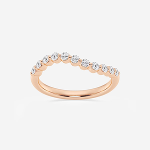 <b>Dainty</b> Floating Diamond Wave <b>Ring</b> Featuring 1/3CTW Round Lab Grown Diamonds Curved Stackable Band Stylish Everyday Jewelry - Product Image 1