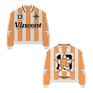 Camisetas de Fútbol Bordadas Vintage Personalizadas, Camiseta Polo de Felpa Francesa, Camiseta Térmica de Manga Larga con Estampado de Rayas - Product Image 2