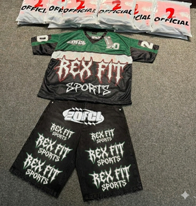 ชุดเซ็ตเสื้อแจ็คเก็ตและกางเกงขาสั้นผู้ชายผ้าไนลอนโพลีเอสเตอร์พิมพ์โลโก้ตามสั่ง ซิปแบบรูดขึ้นลง สไตล์สตรีทแวร์สำหรับฤดูร้อน - Product Image 2