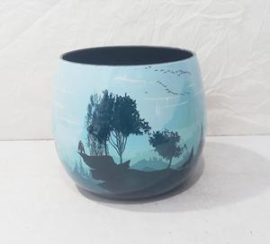 Pot de fleurs décoratif en métal rond pour l'intérieur et l'extérieur, pour la maison, le jardin, le balcon, le salon - Product Image 5