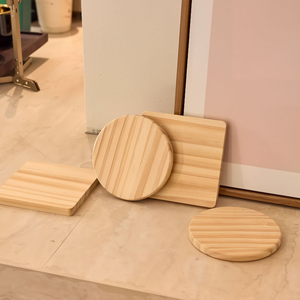 Custom <b>Pine</b> Wood Coasters Set Round and Square, Splinter-Free Heat-Resistant Cup Mats for Tea Mugs, <b>Coffee</b> <b>Table</b> Protection - Product Image 3
