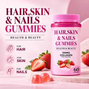 Gummies de collagène naturel OEM/ODM sous marque privée pour cheveux, peau et ongles - 60 unités - Complément beauté et santé - Formule personnalisée - Emballage sur mesure - Product Image 3