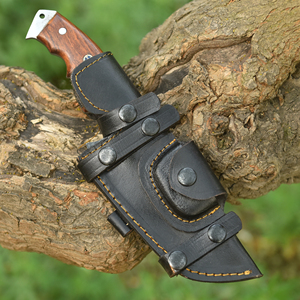 Cuchillo de caza y camping Nordic Forge 1095 Steel Tracker con funda, hecho a mano, de espiga completa, mango de palisandro - Product Image 5