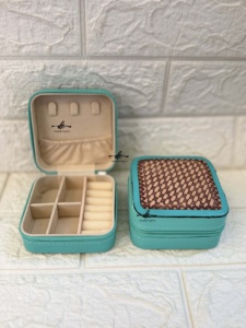 Latest Designer Hand Tooled Leather Travel Jewelry Organizer Compact <b>Case</b> Turquoise Color Accessory Holder Gift Storage - Product Image 5