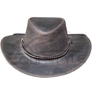 หมวกคาวบอยหนังแท้สีน้ำตาลวินเทจจากออสเตรเลีย ปีกกว้าง พร้อมสายรัดกลม ป้องกันแสงแดดสำหรับกิจกรรมกลางแจ้ง หมวกหนังทนทาน ขายส่ง - Product Image 2