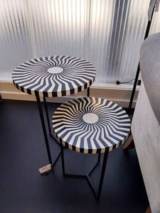 Handmade Bone Inlay Round Side Table - Product Image 4