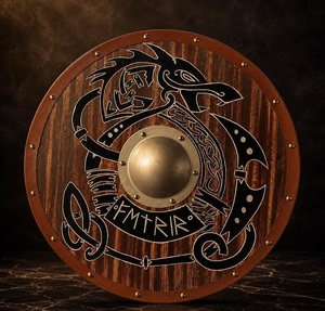 Escudo Vikingo Rústico de Madera, Escudo Redondo Medieval de Alta Resistencia Tallado a Mano para Eventos Históricos y Decoración del Hogar - Product Image 6