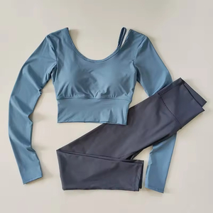 Conjunto Deportivo de Yoga de 2 Piezas para Mujer, Spandex/Algodón Sólido de Alta Calidad, Logotipo Personalizado, Secado Rápido, Transpirable, Ecológico, Tops Cortos - Product Image 4