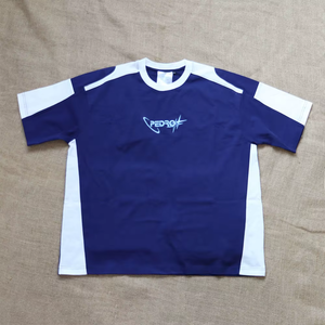 Camiseta Deportiva de Manga Corta Azul para Hombre Pedro con Paneles Blancos de Secado Rápido, Tejido de Punto, Corte Regular - Product Image 1