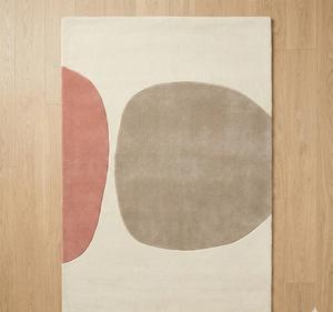 Modern <b>Abstract</b> Geometric Wool Anti-Slip Area Rug Soft Hand Tufted for Living Room Bedroom Minimalist Home Decor - Product Image 1
