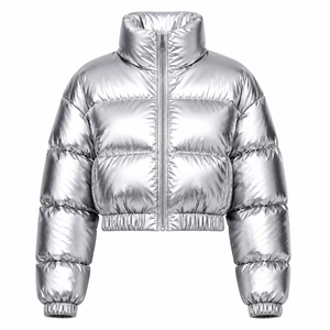 Manteau d'hiver pour femme sur mesure OEM ODM, col à capuche personnalisé, séchage rapide, écologique, en PU, style doudoune - Product Image 3