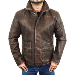 Veste en cuir véritable décontractée de haute qualité pour hommes, logo personnalisé, design vierge, grandes tailles, vestes pour hommes - Product Image 1