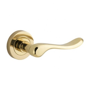 Poignée de porte à levier en laiton de designer, quincaillerie d'entrée au design durable, finition dorée, pour chambre, salle de bain, salon, bureau à domicile - Product Image 4