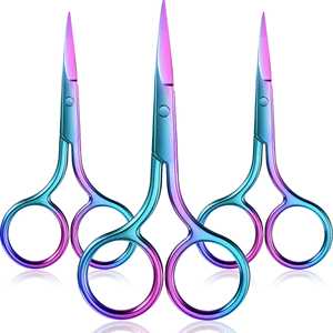 Mini Tijeras de Cutícula de Acero Inoxidable, Tijeras Rectas de Alta Calidad para Cejas, Duraderas, para Diestros, con Diseño Arcoíris - Product Image 1