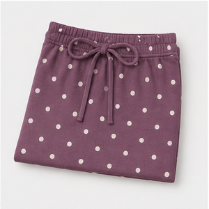 Custom Dusty Plum <b>Polka</b> <b>Dot</b> Womens Loose A-Line Fit Drawstring Lounge Shorts Fluid Modal-Spandex Jersey WPSHORT-0028 - Product Image 6