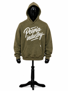 Sudadera con Capucha Unisex Verde Oliva de Invierno, Manga Larga, Bolsillo Frontal, Estampado de Letras, Estilo Urbano, Tejido Grueso - Product Image 1