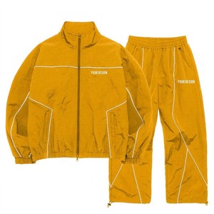 Causal Comfortable Logo <b>ZIP</b> <b>Up</b> <b>Jacket</b> Nylon Sets Unisex Running Windbreaker Set With Reflective <b>Zip</b>-<b>up</b> Polyester Nylon Tracksuit - Product Image 2