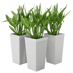 Set di 3 Vasi e Fioriere Conici Bianchi da Esterno Salvaspazio - Product Image 5