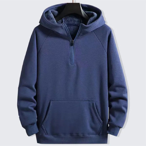 Custom <b>Men</b> <b>Half</b> <b>Zip</b> Hoodie Fashionable Loose Fit Solid Color Hooded <b>Sweatshirt</b> Casual Daily Wear Outdoor Activity Pullover Tops - Product Image 1