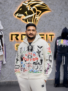 เสื้อฮู้ดซิปผู้ชายทรงโอเวอร์ไซส์ สไตล์สตรีทแวร์ พิมพ์ลาย DTG ผ้าฝ้ายเฟรนช์เทอร์รี่ สำหรับใส่ในฤดูใบไม้ร่วง - Product Image 1
