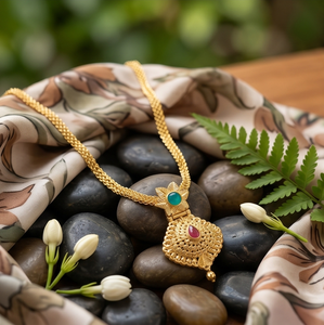 Collier pendentif en filigrane de cuivre Divyoro, longueur réglable, plaqué or 24 carats, pour femmes, mariage, classique, origine Orissa - Product Image 4