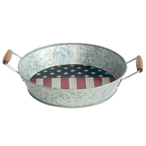 Bandeja Redonda de Metal para Servir con Diseño de Mapa de Estados Unidos, Patrón Patriótico Hecho a Mano para Decoración de Fiestas del 4 de Julio - Product Image 6