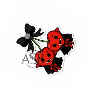Support à cils en acrylique Halloween Cherry Bow, durable, motif nœud noir effrayant, support à cils cerise, impression de logo personnalisée - Product Image 2