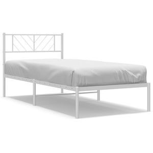 Cadre de lit simple en acier blanc, design rectangulaire, lits en métal - Product Image 2