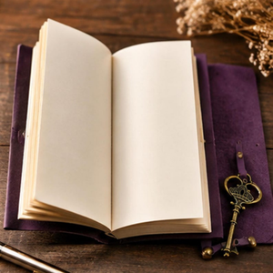 Handmade Purple Leather Journal with Antique Key Lock, Vintage Writing Notebook, Travel <b>Diary</b>, Rustic Leather Book - Product Image 5