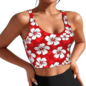 Sports <b>Bras</b> Women Gym Brassiere Floral Animal Print Front <b>Racerback</b> Yoga Anti-Bacterial Quick Dry Lightweight Breathable - Product Image 1