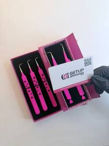 แหนบดึงขนตาปลายแหลมสีชมพูร้อน 45/90 องศา ผลิตจากสแตนเลสเคลือบสีเงิน ป้องกันแม่เหล็ก ป้องกันไฟฟ้าสถิต ปลายเรียบ รูปหัวใจ - Product Image 5