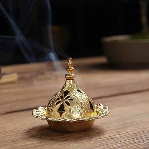 Handcrafted Metal Aromatic <b>Incense</b> <b>Burner</b> With Wood Base <b>Chinese</b> style For Religious Use - Product Image 3