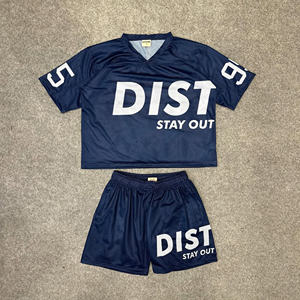 Conjunto de Camiseta y Pantalones Cortos de Verano con Logotipo Personalizado, Cuello en V, Malla Transpirable, de Alta Calidad - Product Image 4