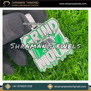 SHRAMAN Hip Hop 925 <b>Silver</b> Lab Grown Diamond Enamel Custom 3D Name <b>Necklace</b> Big Pendant Charms Rhodium Plated Fine Jewelry - Product Image 3
