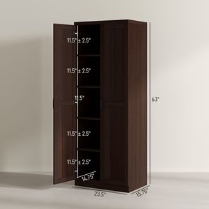 Dispensa da Cucina Indipendente a 2 Ante, 160 cm, in Legno di Ciliegio Cinnamon con 2 Ripiani Regolabili per Sala da Pranzo - Product Image 3