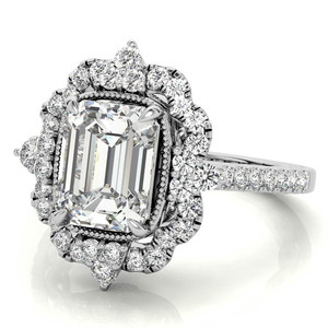 Natural 18k/22k/<b>24k</b> <b>Gold</b> IGI Certified Ornate Radiant Cut Lab Grown Diamond Graduated Halo Engagement <b>Ring</b> for Bride Bridal Wear - Product Image 2