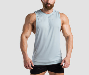 เสื้อยืดกีฬาผู้ชาย ผ้าคอตตอนผสมสแปนเด็กซ์ 180 GSM แบบไม่มีแขน เสื้อกล้ามผู้ชาย เสื้อกล้ามสไตล์สตรีทแวร์ เสื้อวินเทจ - Product Image 1