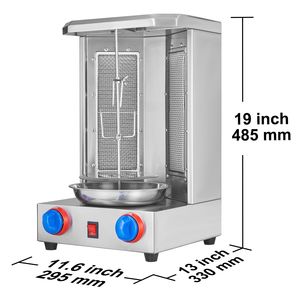Máquina para Cocinar Shawarma de Pollo con Capacidad para 13 Libras, Asador Vertical de Gas de 2 Quemadores, Asador Giratorio Comercial - Product Image 6