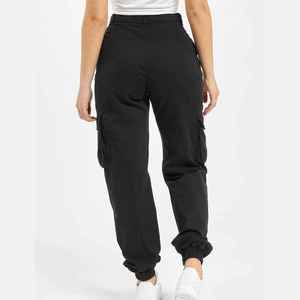Women's High Waist Cargo Pants Solid Color Loose Fit Canvas Streetwear <b>Trousers</b> <b>With</b> <b>Pockets</b> Drawstring Closure Full Length - Product Image 3