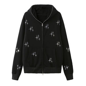 เสื้อฮู้ดดี้ผู้ชายประดับเพชร คุณภาพสูง ทนทาน แห้งเร็ว ราคาถูก รับทำโลโก้ตามสั่ง สไตล์สตรีทแวร์ ผ้าฝ้าย 100% - Product Image 1