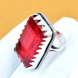 Anillo de Granate Hessonita Octogonal en Plata de Ley 925, Joyería Bohemia Hecha a Mano, Anillo para Mujer, Venta al Por Mayor - Product Image 3