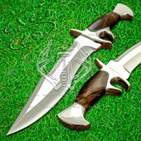 Couteau Bowie Drop Point en acier D2 fait main, manche en bois, pommeau en acier, longueur totale 17 pouces, poignée ergonomique, pour la chasse professionnelle, étui en cuir
